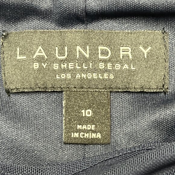 Laundry by Shelli Segal Dress 10 Blue Mesh Asymmetric Bodice Jersey Knit Midi - Picture 8 of 11